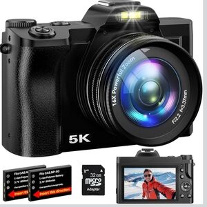 5K Digital Camera with 16X Zoom - Black